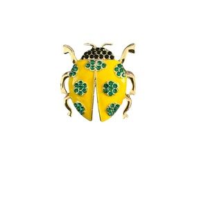 Vintage Lady Bug  Rhinestone Brooch